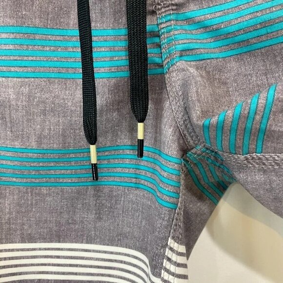 RVCA Classic Non-Stretch Board Shorts Size 36 Blue and Grey Striped - Picture 4 of 15